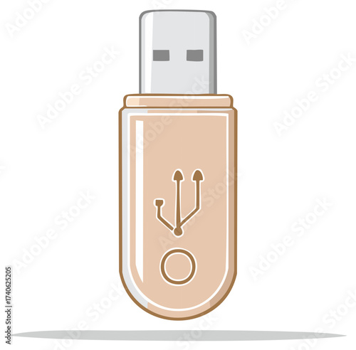 USB Drive Vector Illustration Flash Memory Digital Data Portable Storage Technology