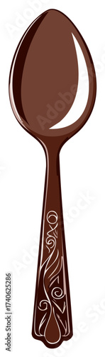 Ornamental Cocoa Spoon Illustration Food Serving Utensil Kitchen Dining Ware Flatware Equipment