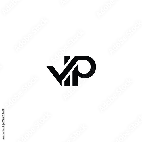 VIP logo with a unified concept and sophisticated cuts gives a luxurious and cool impression with check mark sign in V.