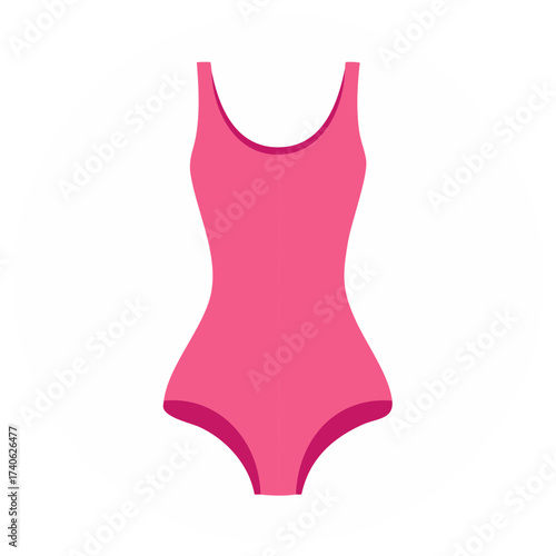 Isolated Pink Swimsuit Illustration on White Background for Summer Beachwear Fashion