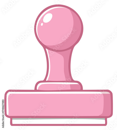 Pink rubber stamp illustration, isolated on white background.