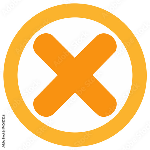 Orange Circle with an X Indicates Incorrect Negative or Error Symbol