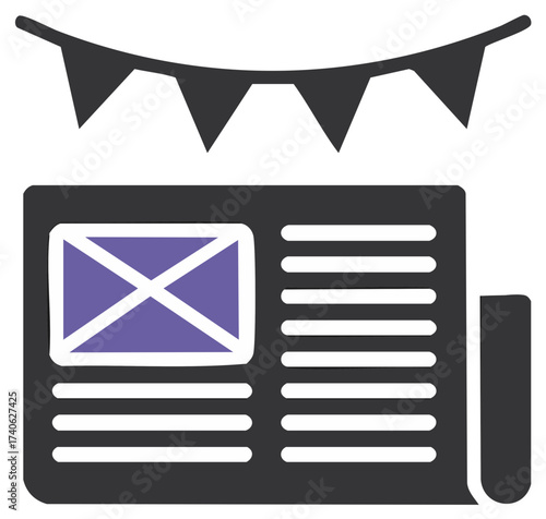 Newsletter with Image Box and Bunting Decoration for Announcements and Celebrations