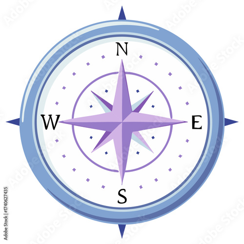 Blue and Purple Compass Rose Design Direction Finding Navigation Icon