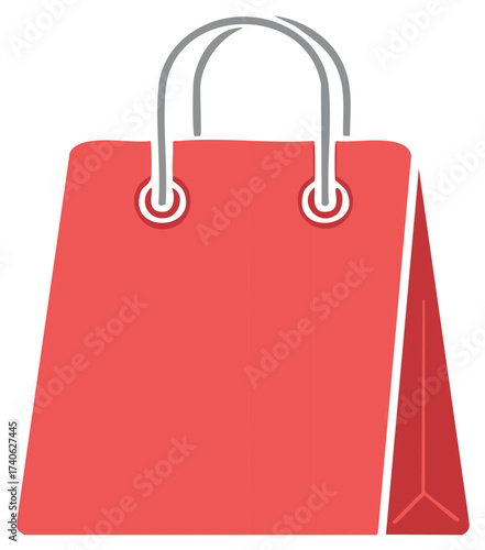 Simple red shopping bag icon, vector illustration for retail and sales