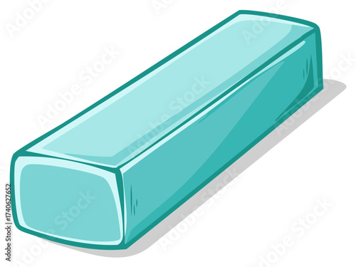 Rectangular turquoise candy gummy, gelatin dessert, food cartoon image