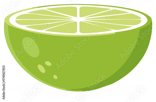 Fresh Green Lime Half Cut Showing Juicy Segments And Zest