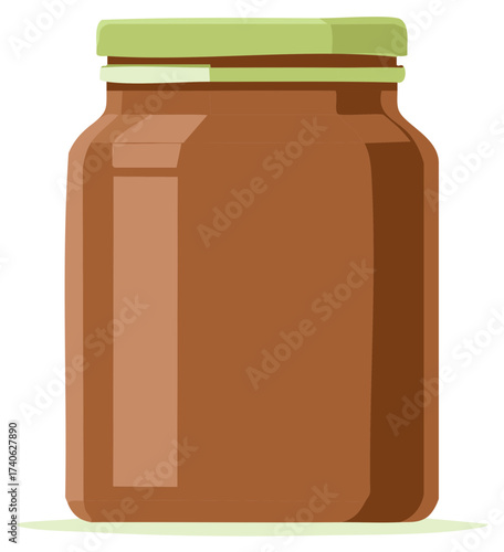 Illustrated jar with light green lid, storing preserved foods or spreads, displayed as a product shot with simple aesthetic.