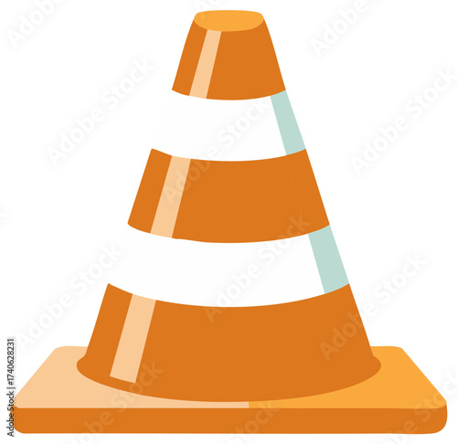 Orange Traffic Cone Illustration with Stripes Safety Caution Road Construction Symbol