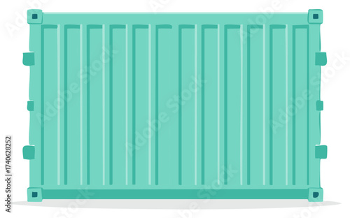 Modern Flat Design Teal Shipping Container Global Trade Logistics