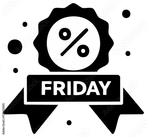 Black Friday Discount Symbol Celebration Sale Tag Percentage Black Vector