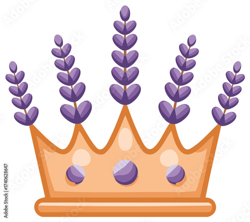 Whimsical Crown Adorned with Lavender Sprigs and Purple Jewels
