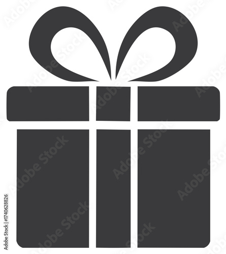 Elegant dark gray gift box vector icon with a neat bow for presents and celebrations