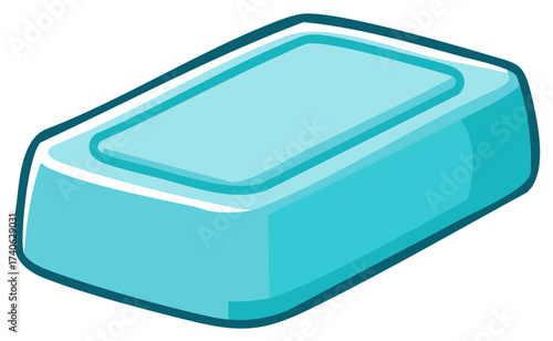 Aqua blue bar of soap illustration for hygiene, cleanliness, and daily personal care routines