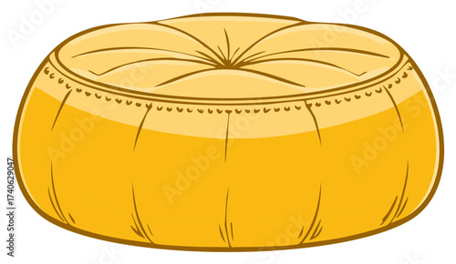 Yellow Pouf Ottoman Seating Furniture Illustration Round Cushion Stool Comfort Interior Decor