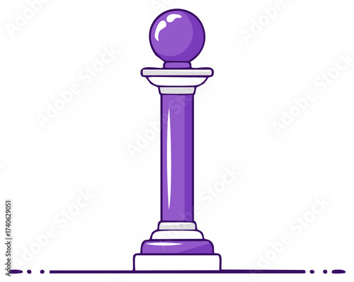 Illustrated Purple Ionic Order Column with Round Ball Finial Architectural Detail