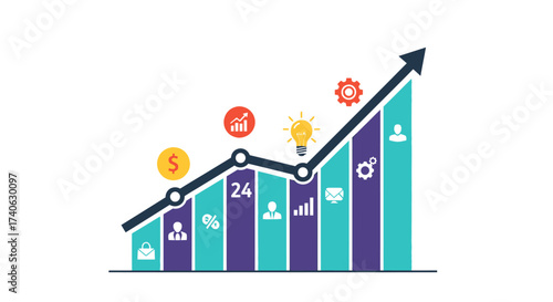 Vector Business Growing Chart Presentation Icon