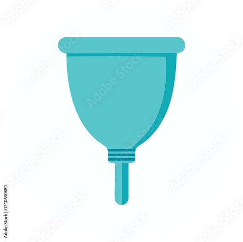 Teal Menstrual Cup, Feminine Hygiene Product, Female Intimate Care Accessory. Minimalist Illustration, Women Health
