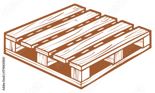 Simple Wooden Shipping Pallet Isolated Icon Illustration