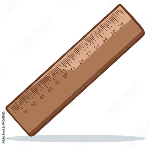 Wooden Ruler with Measurement Markings for Drafting and Education