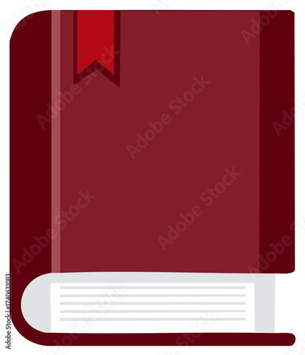 Illustration of Maroon Book with Bookmark for Reading Education and Knowledge
