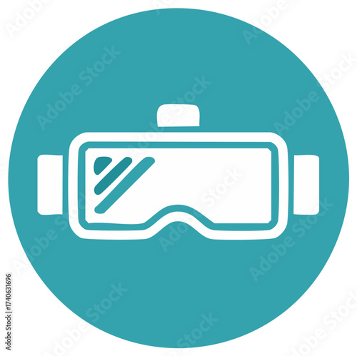 Virtual Reality Goggles Icon on Teal Circle. Technology, Innovation, Immersive Experience
