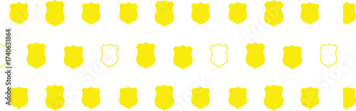 A Repeating Pattern of Yellow Shield Shapes on a White Background
