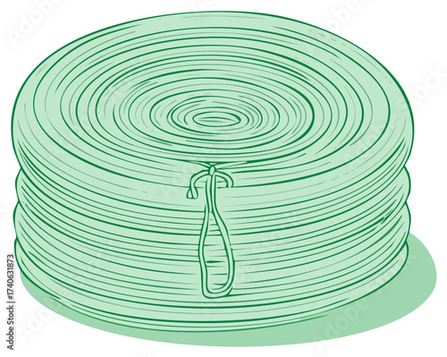 Green Rope Coils Stacked Together Tied with String Garden Supply Product