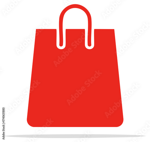 A simple red shopping bag icon with handles for carrying purchases