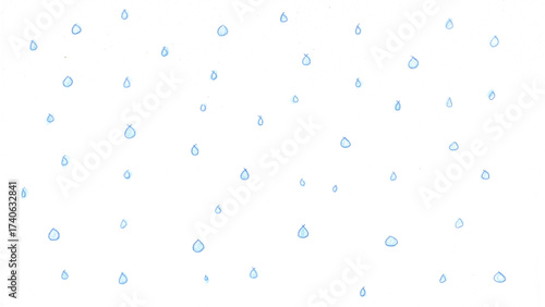 雨t164-0,Hand drawn blue water drop pattern on white background