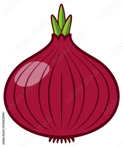 Red Onion Fresh Produce Illustration Vector Graphic Isolated on White