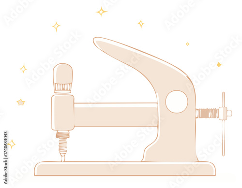 Minimalist vector illustration of a manual hand press machine for crafting and workshops