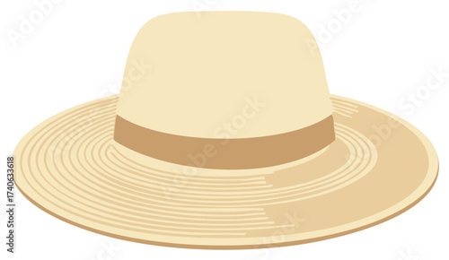 Stylish straw sun hat with broad brim and brown band for summer vacation fashion accessory