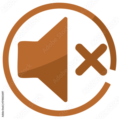 Mute symbol icon representing no sound or silent audio communication on a white background