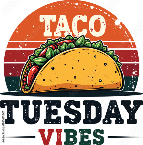Taco Tuesday Vibes A Culinary Fiesta Illustration