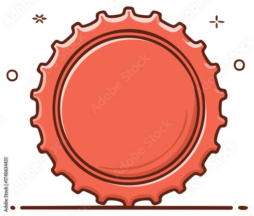 Coral Red Bottle Cap Graphic Design Isolated on White Background Illustration