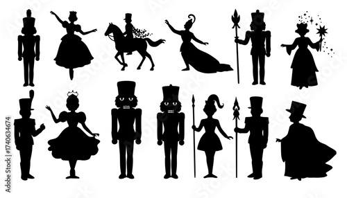 Nutcracker. Silhouettes. Magic vector illustration. Transparent background.
