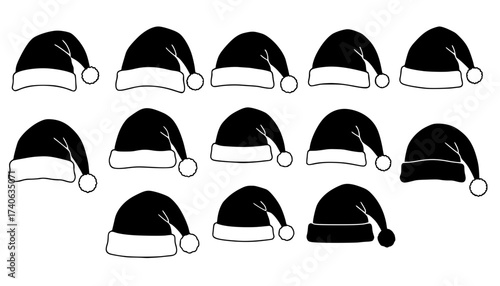 isolated silhouette santa claus hat
