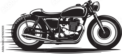 Vintage Motorcycle Vector Illustration with Speed Effect