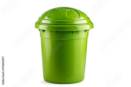 Vibrant green modern trash can with domed lid, perfect for adding a splash of color and functionality to any contemporary space.