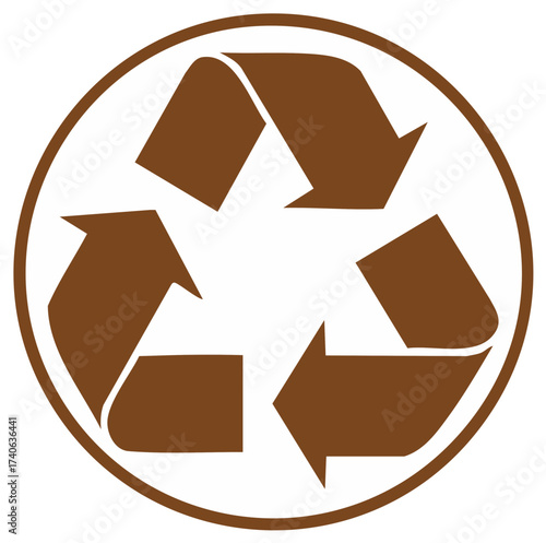 Brown recycling symbol icon sustainability and environmental protection loop arrows graphic