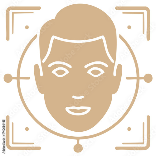 Biometric face scan icon for digital identity, authentication, and security technology