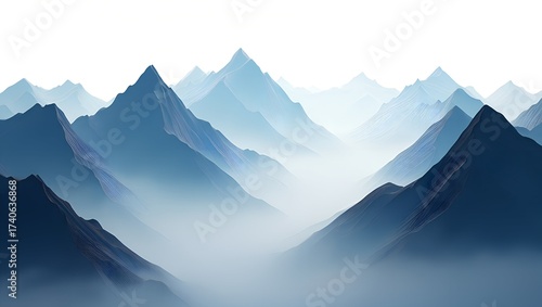 Wallpaper Mural Misty mountain landscape with layered peaks and tranquil atmosphere Torontodigital.ca