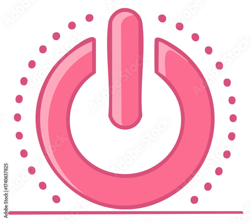 Stylized Pink Power On Off Button Symbol Illustration