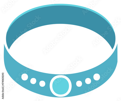 Clean Flat Design Teal Bracelet with White Dots and Center Gemstone