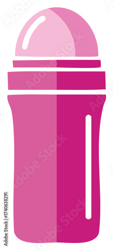 Pink deodorant bottle illustration, body care product in flat design style