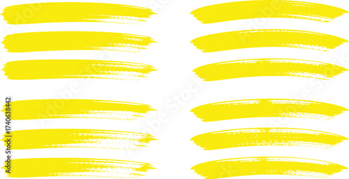 Collection of Yellow Brush Strokes on White Background - Abstract Art