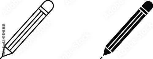 pencil  icon vector graphic illustration  with white background flat hand made icon fill icon 