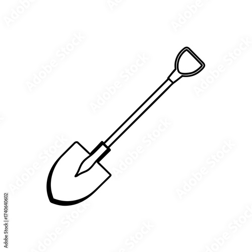 Illustration of a simple shovel tool on transparent background