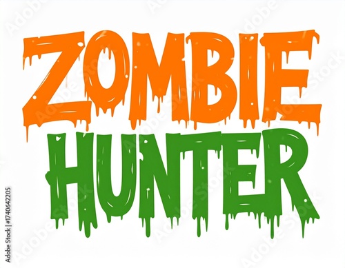 A vibrant graphic with spooky lettering in orange and green, featuring a dripping effect for a scary Halloween theme